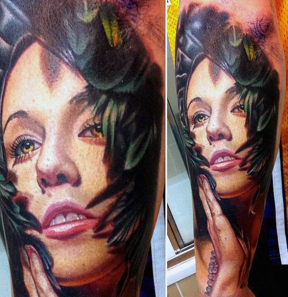 tatuaże realistyczne twarz kobiety