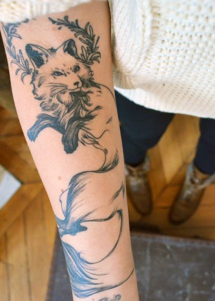 tatuaże zwierząt lis na ręce