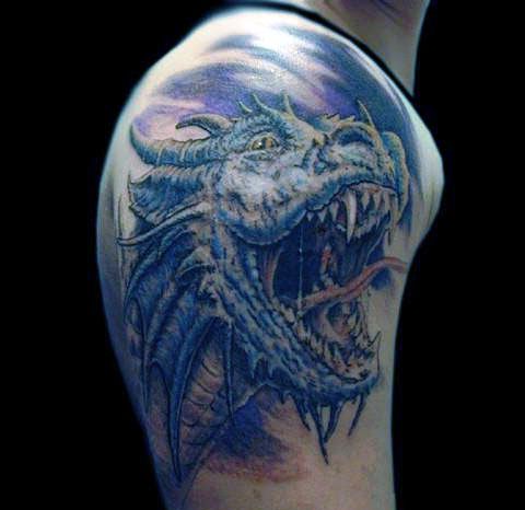 realistic dragon head tattoo