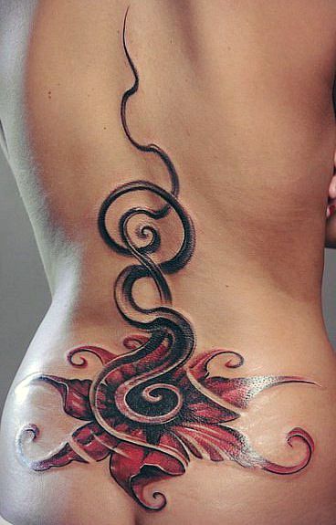 women tattoo lower back