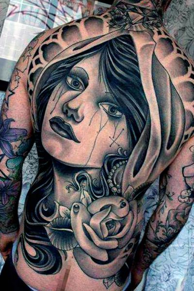 tatuaże męskie twarz kobiety