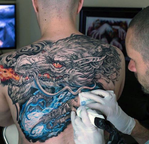 incredible dragon tattoo on back 
